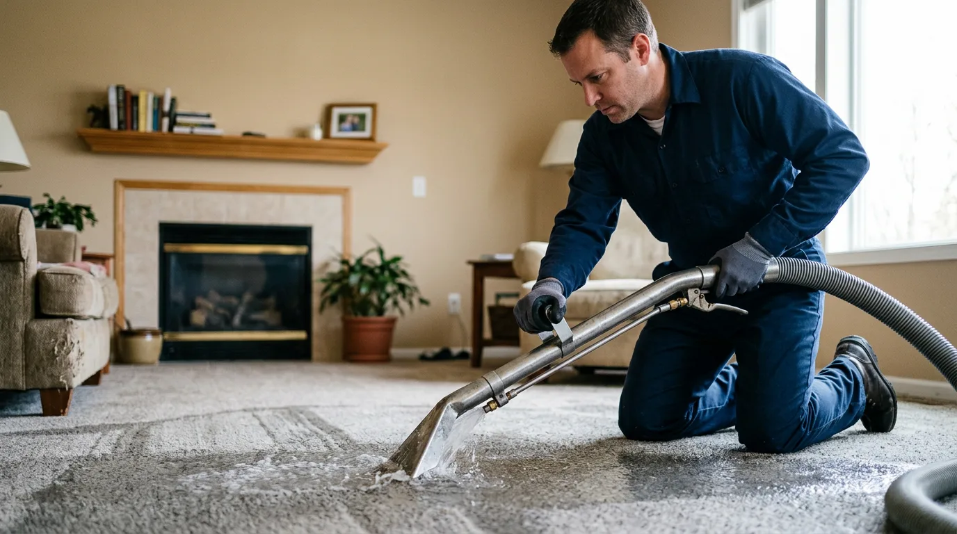 Water damage restoration technician working near Omena, MI